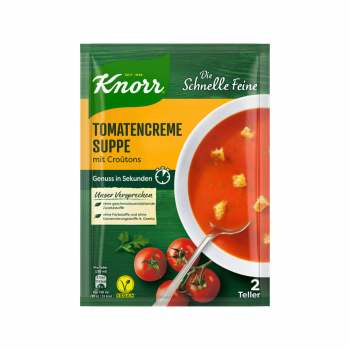 Knorr Die Schnelle Feine Tomatencreme-Suppe mit Croutons, 2 Teller